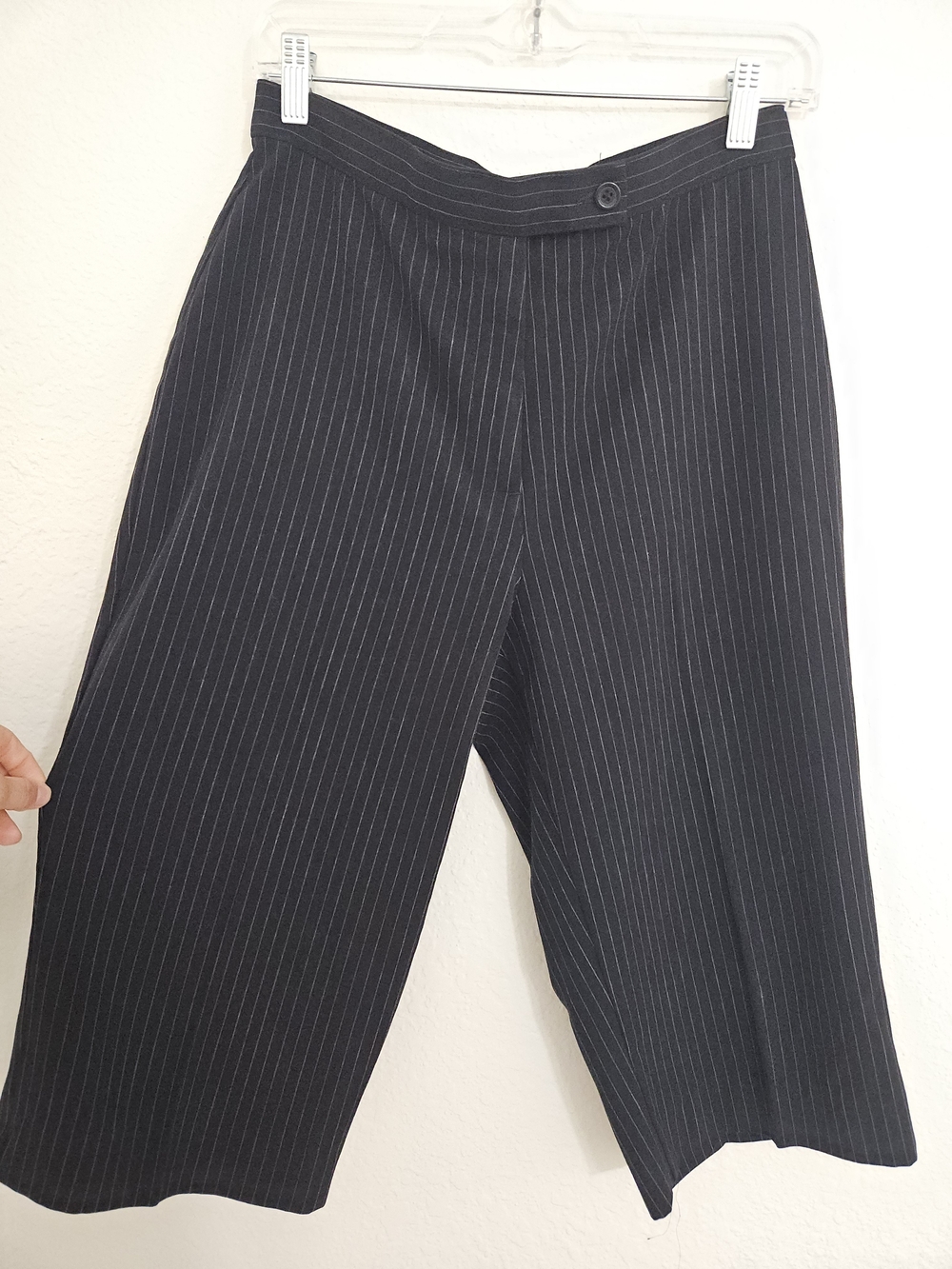 Investments Black Pinstripe Trousers/Long Short